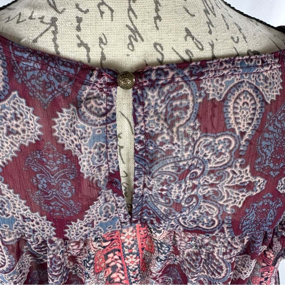 Knox Rose Womens Floral Paisley Flowy Long Sleeve Blouse - Picture 7 of 13